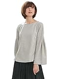 Angeliebe エンジェリーベ マタニティ 授乳口付き フレアスリーブ トップス 妊婦服 産前 産後 長袖 M ～ L 杢 グレー 22076 22076102