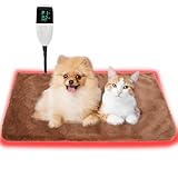 Sazuik 最新ペット用ホットカーペット 5段階タイマー（2/4/8/12/24H） 8段階温度調整 犬 猫 ペット用 電気ホットマット 