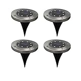 ソーラーライト 4個セット 光センサー 夜間自動点灯ライト 埋め込み式 防水ライト 防犯ライト ガーデン、庭、芝生、公園に適用 アウトドア用ライト ホワイト