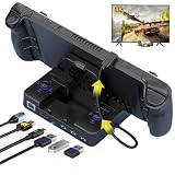 Switch/Rog Ally/Steam deck用TVドック【4K/1080P-6 in 1ミニドック】Lwuckbarrt ドッキングステーション 放熱ファン RGB雰囲気ランプ HDMI出力 三つのUSBポート& LAN ポート 100W PD急速充電 折りたたみ可能 持ち運び便利 シリカゲル滑り止め 放熱対策 軽量(ブラック)