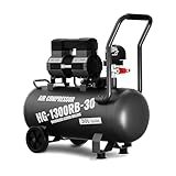 HAIGE (ハイガー) コンプレッサー 静音 高吐出量 メンテナンスフリー オイルフリー HG-1300RB-30 (30L) /HG-1300RB-39 (39L) 30L ブラック