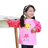 Kids Paintingエプロン防水アート用ロングスリーブ、ChildrenアートクラフトエプロンBib with cute cartoon印刷ポケットfor Artist Painting / H