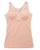 Plus Nao(プラスナオ) マタニティブラトップ タンクトップ キャミソール クロスオープン 授乳服 カップ付き レディース マタニティタンクト L キャメル