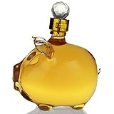 ウイスキーデカンター、かわいい豚の形の手吹き鉛フリークリスタルガラスデカンター、酒、スコッチ、バーボン、ウォッカまたはワイン用の豚の形のデカンター、500ml