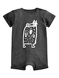 StylesILove Baby Boy Cuteグラフィックプリント半袖コットンロンパースワンジー カラー: グレー