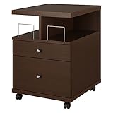 日本製 キャスター付き チェスト 引き出し付 収納 ラック 袖机 DVD CD収納 サイドテーブル ダークブラウン