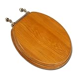 Jones Stephen C1B2R1-17BN Decorative Finish Round Front Wood Toilet Seat with Brushed Nickel Hinges-