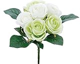 ポピー 造花 ローズブッシュ 花数:6 グリーン ホワイト FB-2306G/W