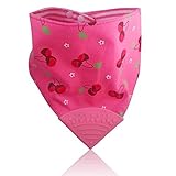 Reversable Cherry/Pink Stripes Soft Cotton Baby Teething Bandana, Teething Bib, Drool Bib [並行輸入品]