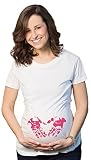 マタニティピンク手Prints Funny Girl Gender妊娠Tシャツfor Ladies US サイズ: XL カラー: ホワイト
