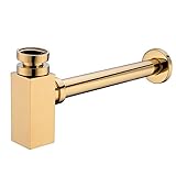 hanebath真鍮コンテンポラリースクエアボトルPトラップ、ブラックまたはクロムまたはGolden 11-221G