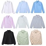 [YUJIANXIONG] スクールシャツ 長袖 シャツ レディース 無地 ブラウス 女子高生 制服 カッターシャツ 学生服 学生 通学 コスプレ コスチューム 仮装 女子制服 全8色 (L, ライトブルー)