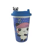 Eco cup 13oz I am not a paper cup Blue Panda Ceramic Cup with Silicone lid by elliotdepot