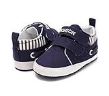 [kuro&Ardor] ベビー シューズ ベルクロ 屋内 室内 用 キャンバス ハイカット キッズ 幼児 男の子 女の子 スニーカー (13cm, ネイビーブルー)