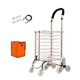 ショッピングカート ショッピングカートトロリークライミング階段折りたたみ式8輪ポータブルスーパーマーケット家庭用アルミ合金ロード50kg 37Lバッグ付き