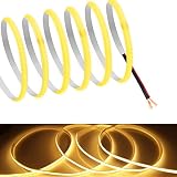 【RYE】 COB テープライトLEDストリップライトフレキシブル 高密度 幅5mm 隠れたLEDテープライト4m 320LEDs/m 電球色2700K DC12V 180°発光CRI>=90，両面テープ変形可能 切断可能 黒と赤のワイヤーに接続 寝室 キッチンホーム オフィス屋内装飾 (2700K,4m)
