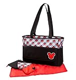 Disney Mickey Plaid Tote with Matching Zip Pouches, Red/Black by Disney