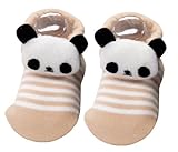 ツイン 靴下 パンダマスコット付 ベビーソックス ピンボーダー ベージュ