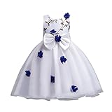 歌を愛する　2018夏　ドレス　女の子　ふわふわドレス　高品質　無袖　ドレス　かわいい　丸首　ジッパー　ワンピース　エレガント　プリンセスドレス23～8歳 (4歳, ブルー)