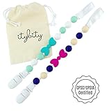 Bow Pacifier Clip Girl, BPA Free Silicone Teether (Pink/Navy/Mint/Turquoise) by Itybity