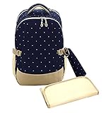 Baby Travel Backpack Diaper Bag with Changing Pad 3 Pieces Set (Navy Dot) by Sleeping Lamb