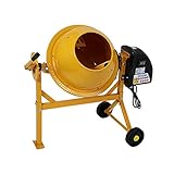 コンクリートミキサー 黄 練上量20L ドラム容量46L 電動 モーター式 100Vモーター 混練機 攪拌機 かくはん機 コンクリート モルタル 堆肥 肥料 飼料 園芸 タイヤ 車輪 キャスター ミキ