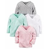 カーターズ Carter's 女の子用パステルカラー前開きスナップ短肌着4枚セット (3months(55-61cm)) [並行輸入品]