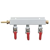 3ウェイエアディストリビュータマニホールドwith co2チェックバルブ真鍮3 / 8インチバーブ3出力
