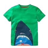 Shark & Crab印刷シャツBigボーイズFranterd夏Sprots CartoonトップスTee for Kidsサイズ2 3 4 5 6 7 8t 5T