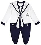 Lilax Baby Boy Sailor Outfit Footie with帽子2点セット カラー: ホワイト