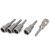 1/4インチシャンク12ミリメートル六角ナットセッタードライバービットアダプタグレーの5pcs