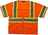 Safety Vest Class 3 Mesh Short Sleeves Hi Vis Orange Large S310 by ERB