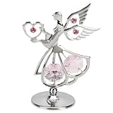 Crystocraft Standing Mini Sacred Angel With Heart - Chrome Plated with Strass and Swarovski Crystals