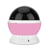 Dewin Starランプ – Rotating Starry Night Star投影ランプ、LEDライトロマンチックベッドルーム、クリスマスギフト ピンク XD-02083