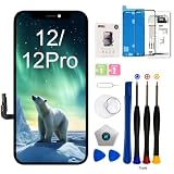 EFAITHFIX for iPhone 12/12 Pro 液晶パネル for iPhone 12/12 Pro 画面交換 6.1 インチ 3 D タッチ液晶画面表示フル HD デジタイザー フレーム アセンブリのスクリーンフロントパネルット分解工具付き，適合モデルA2172,A2402,A2403,A2404,A2341,A2406,A2407,A2408