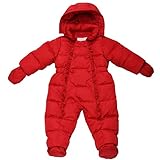 Oceankids 赤ちゃんの女の子の冬ワンピース脱着式フードダックダウンスノースーツ レッド 3-6 ヶ月