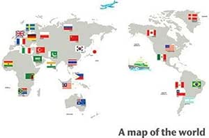 Amazon ウォールステッカー 世界地図 World Map 地図 国旗 飛行機 グレー 子供 英語 英字 英文字 フラッグ 壁紙 シール 子供部屋 勉強部屋 塾 教室 かわいい おしゃれ 簡単 リビング 玄関 知育 教育 教材 インテリア 風景 国 旗 ウォールシール