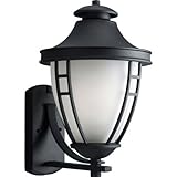 Progress Lighting P5780-31 1-Light Wall Lantern with Etched Glass, Textured Black by Progress Lighti