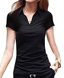 [Cenote Rico] ポロシャツ レディース 半袖 ストレッチ 襟付き オフィス おしゃれ カジュアル ベーシック Yシャツ きれいめ 春 夏 秋 無地