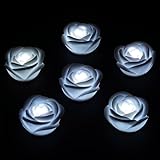 Tableclothsfactory 12 Pcs Romantic Rose LED Vase Lights - White