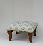 フットスツール　マカロン　水色　木製　オットマン フットレスト　足置き台