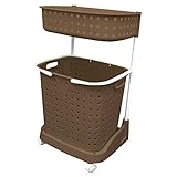ランドリーバスケット 2段 ランドリー バスケット カゴ ランドリーラック ランドリーボックス 洗濯かご 洗濯カゴ 洗濯物入れ 脱衣カゴ 風呂 脱衣 収納 収納バスケット【ブラウン】
