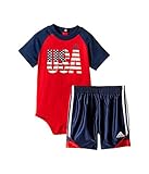 (アディダス) adidas キッズセットアップ USA Bodyshirt Set (Infant) Red 18 Months n/a [並行輸入品]