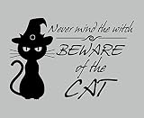 ditooms Never Mind the Witch Wall Decal Beware of the Cat壁デカールハロウィンウォールステッカー用キッズ部屋インテリア