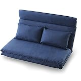 3wayでくつろげる 頭・背面リクライニング 背面42段ギア 2人掛け ファブリック ソファ ソファーベッド ネイビー