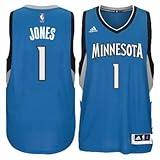 TYUSジョーンズMinnesota Timberwolves Nba Adidasブルー公式Climacool Away Road Swingman Jerseyメンズの L ブルー