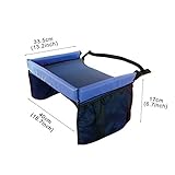 カーシートトレイ、防水性幼児のストレージボードのおもちゃ カーテーブルホルダー カーオーガナイザー 子供用 (青)