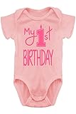Aiden's Corner -女の子の赤ちゃん用衣服 - 女の子赤ちゃん用「My First Birthday 」の文字入りボディスーツ カラー: ピンク