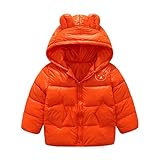 Sanke キッズ ダウンジャケット 子供服 ダウンコート ダウン 中綿ジャケット 防寒 保温 アウターウエア 女の子 男の子 フード付き 5色 5サイズ 秋冬 009オレンジ130cm