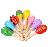 creationtop Wooden Rattle Maraca Shaker砂ハンマートイセット2個